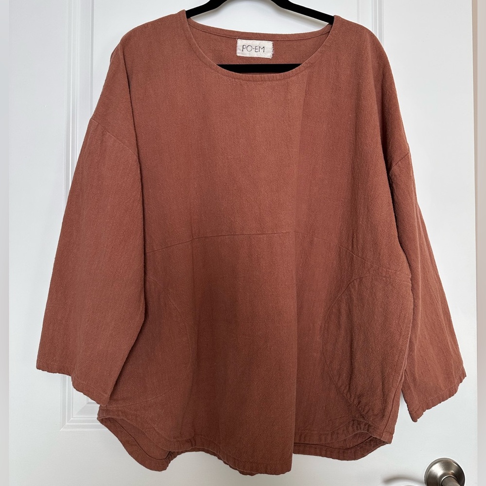 PO-EM Women's Everyday Top in Teracotta, Size XL
